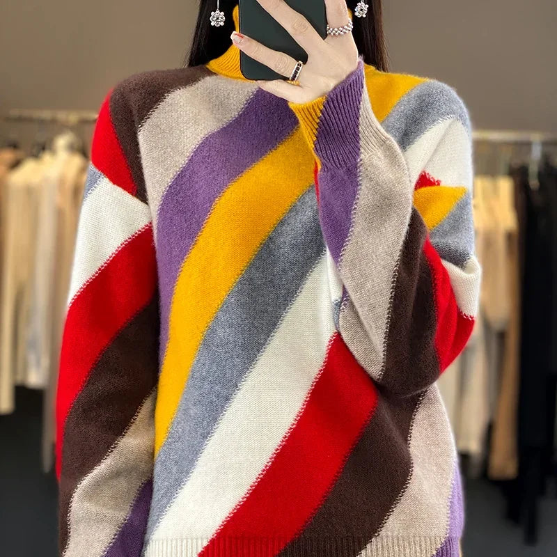 Cardigã de Lã Merino Gola Alta em Tricot Lenogue Amarelo / p