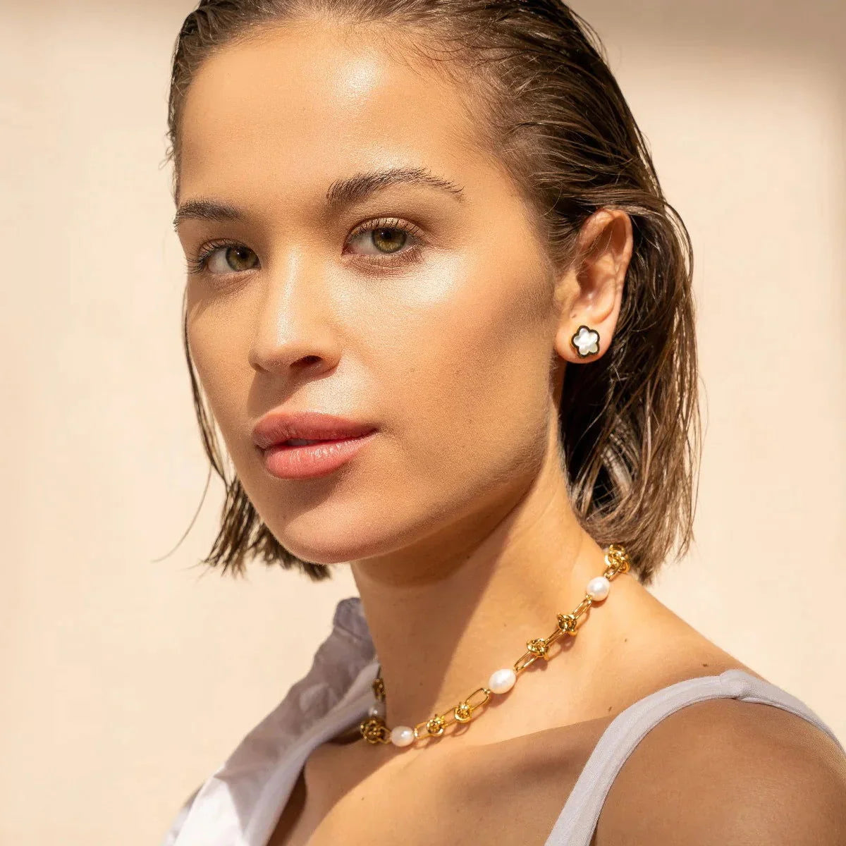 Colar Glamorous Nó e Pérolas Lenogue Ouro