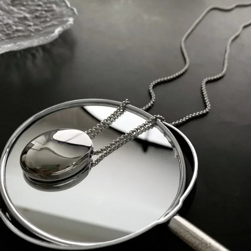 Colar Pure Longo Pendente Oval Gota D’água Lenogue
