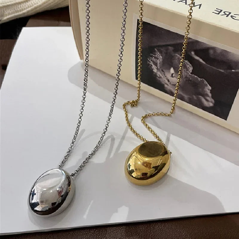 Colar Pure Longo Pendente Oval Gota D’água Lenogue