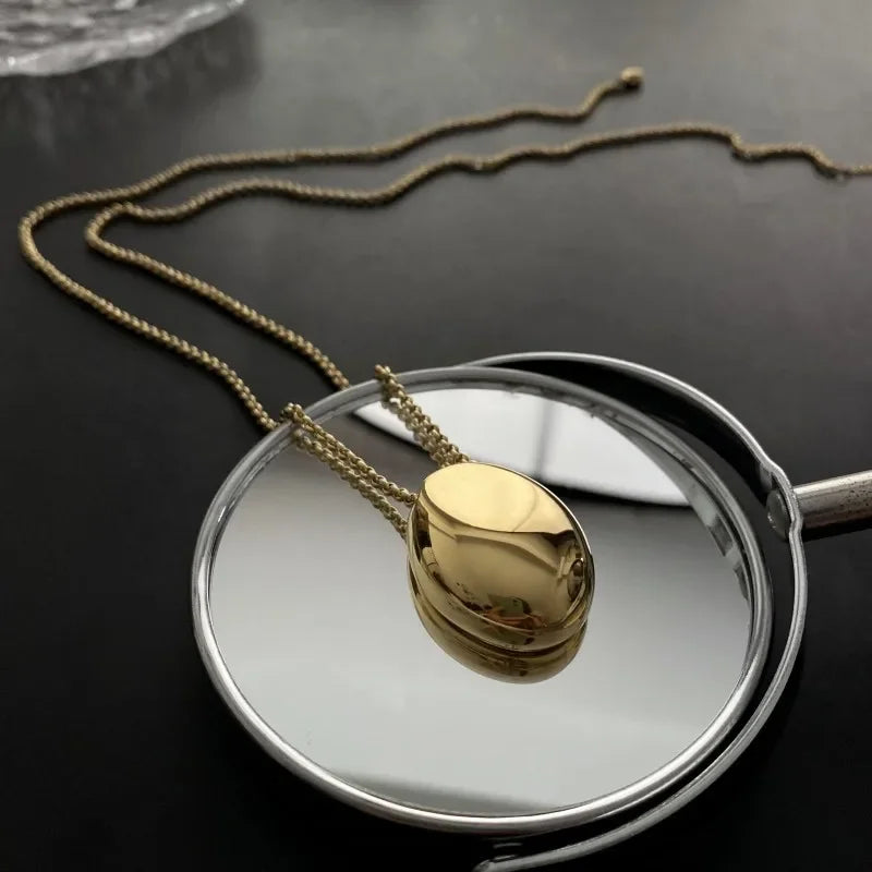 Colar Pure Longo Pendente Oval Gota D’água Lenogue