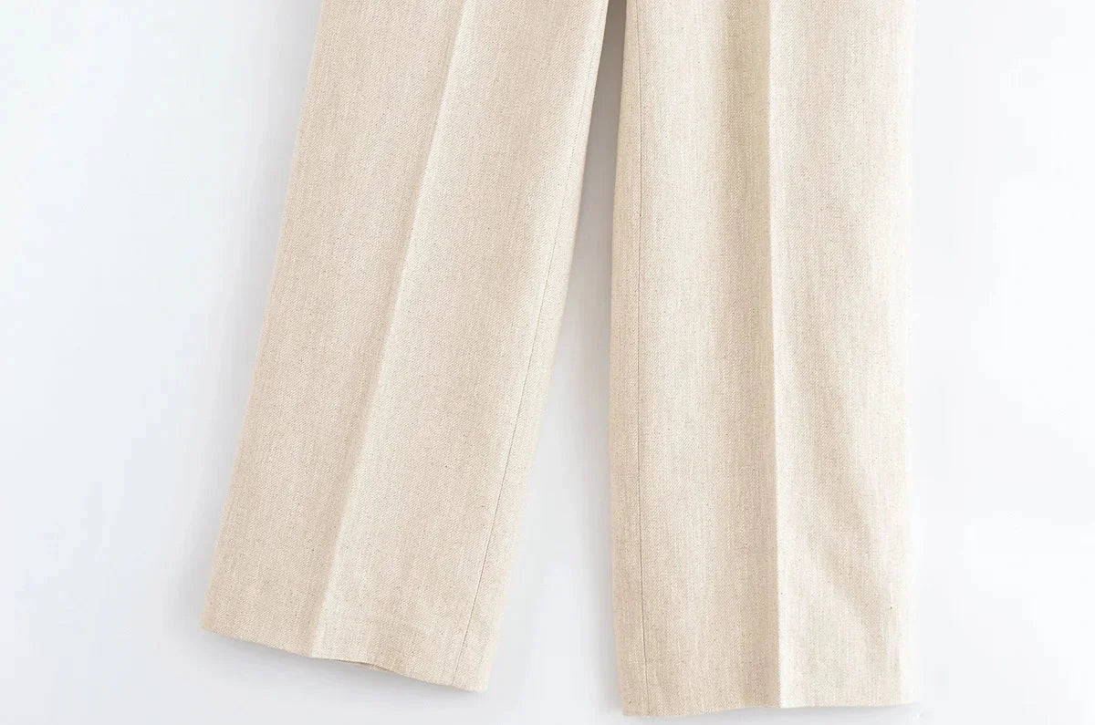 Conjunto Colete e Calça Reta de Alfaiataria Cintura Alta Lenogue