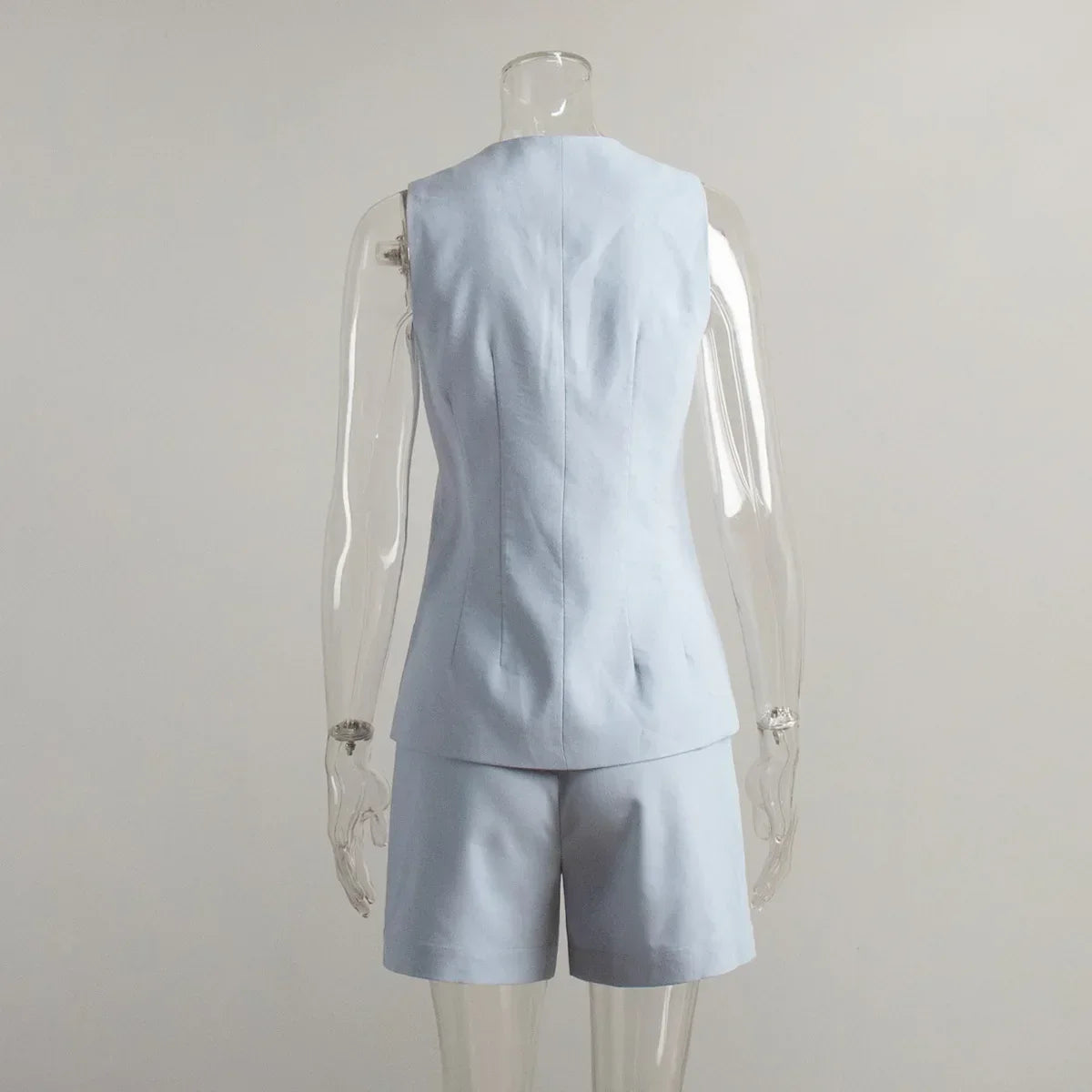 Conjunto Colete e Shorts em Alfaiataria Leve de Algodão Lenogue