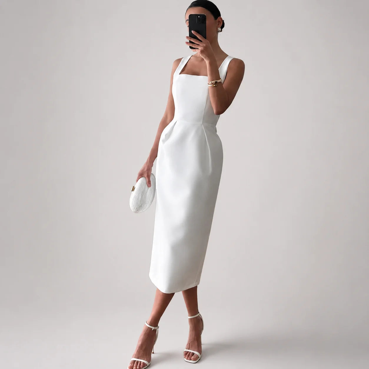 Conjunto com Vestido e Capa Xale Slim élégant Lenogue