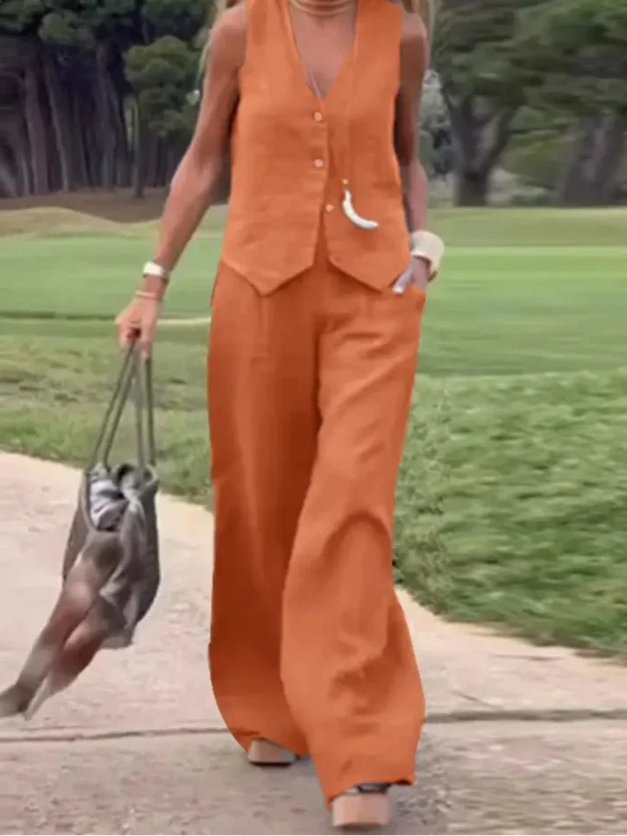 Conjunto de Alfaiataria Casual Chic para Trabalho Lenogue Laranja / p