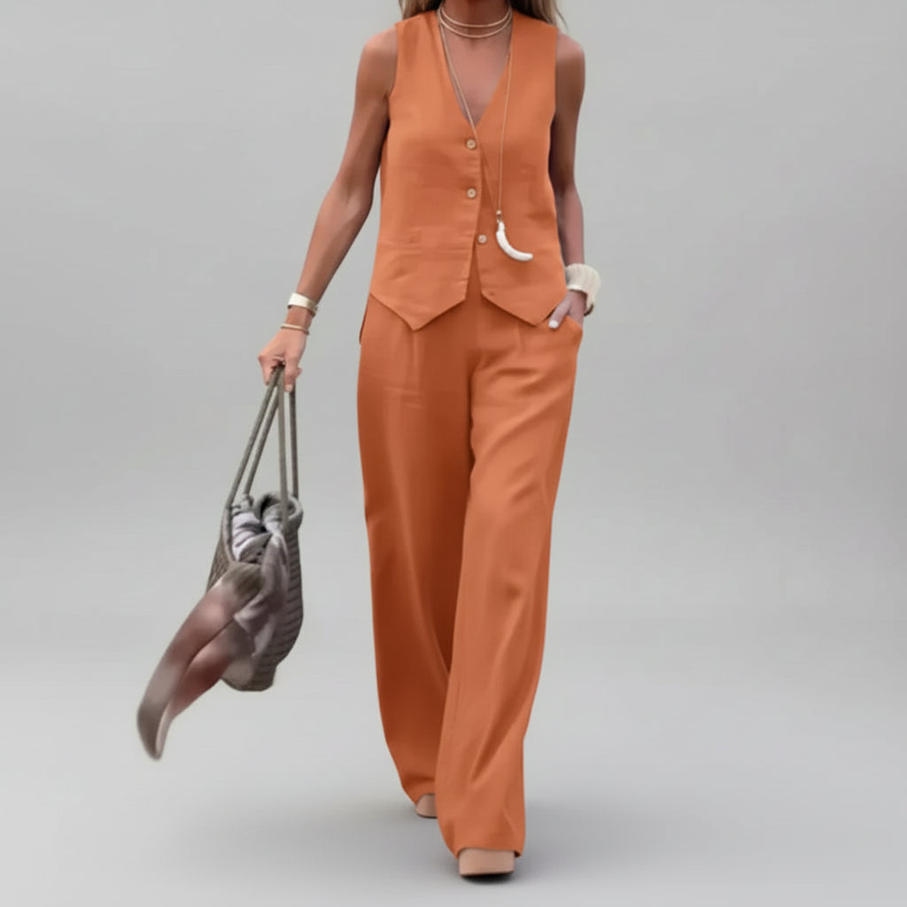 Conjunto de Alfaiataria Casual Chic para Trabalho Lenogue Laranja / p