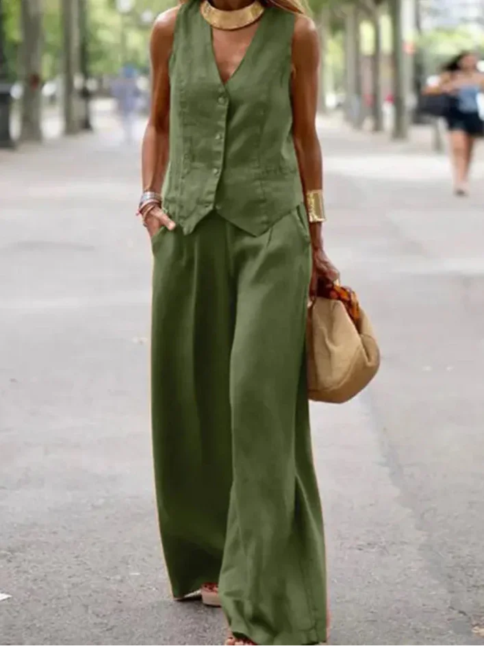 Conjunto de Alfaiataria Casual Chic para Trabalho Lenogue Verde / p