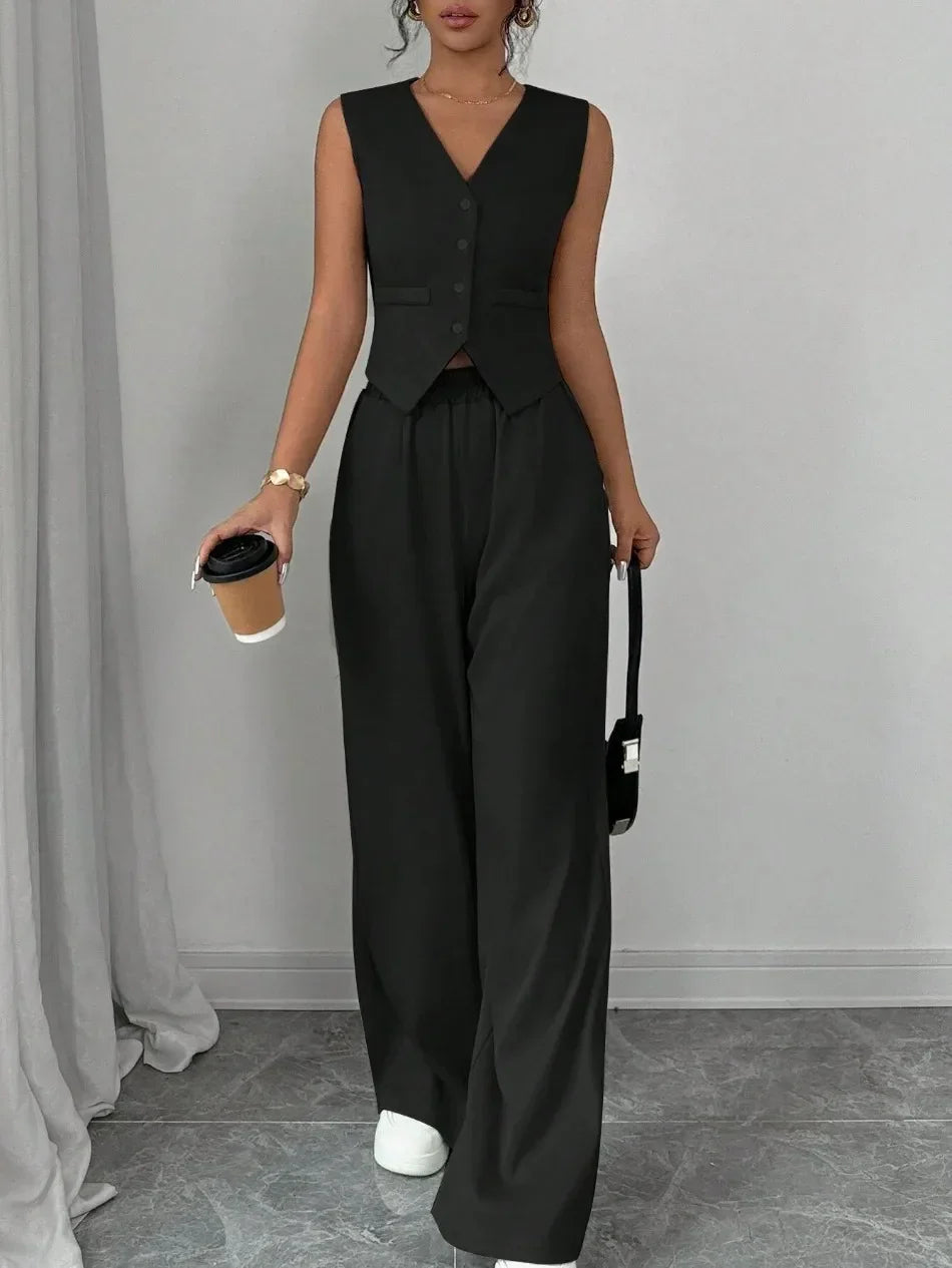 Conjunto Pantalona Colete Botões Alfaiataria élégant Lenogue