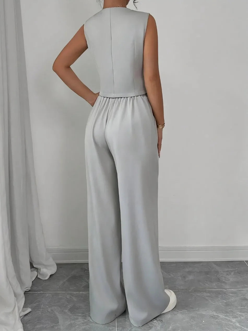 Conjunto Pantalona Colete Botões Alfaiataria élégant Lenogue