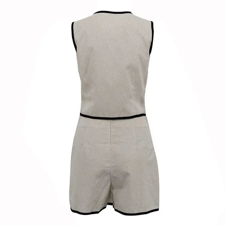 Conjunto Top Cropped e Shorts de Algodão Cintura Alta Lenogue