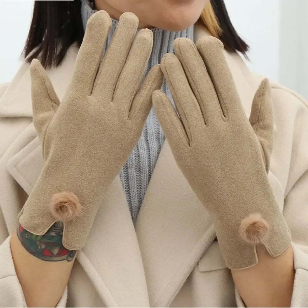 Luvas de Couro Sintético com Suede e Touch Screen Chic Lenogue