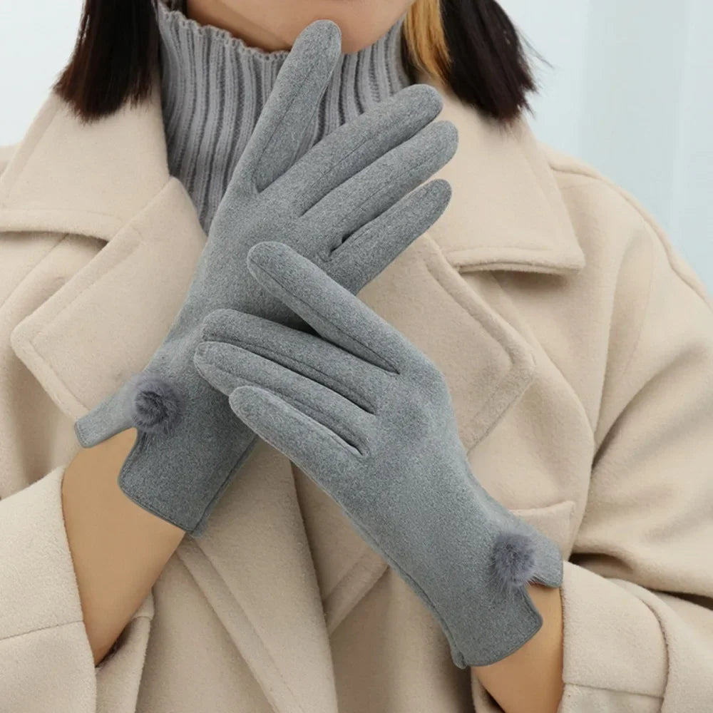Luvas de Couro Sintético com Suede e Touch Screen Chic Lenogue Cinza