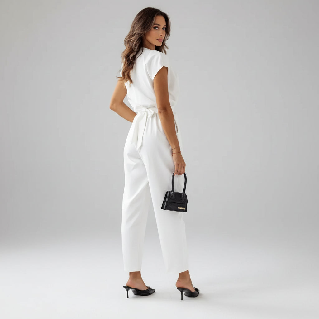 Macacão de Alfaiataria Manga Curta Casual para Eventos Lenogue