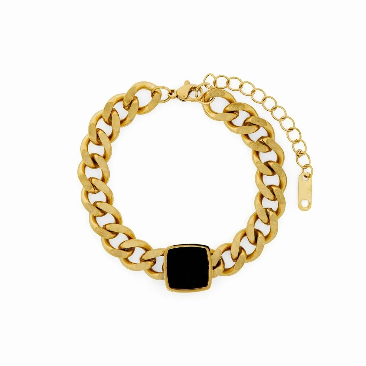 Pulseira Luxurious de Corrente Pingente ônix Lenogue 16cm