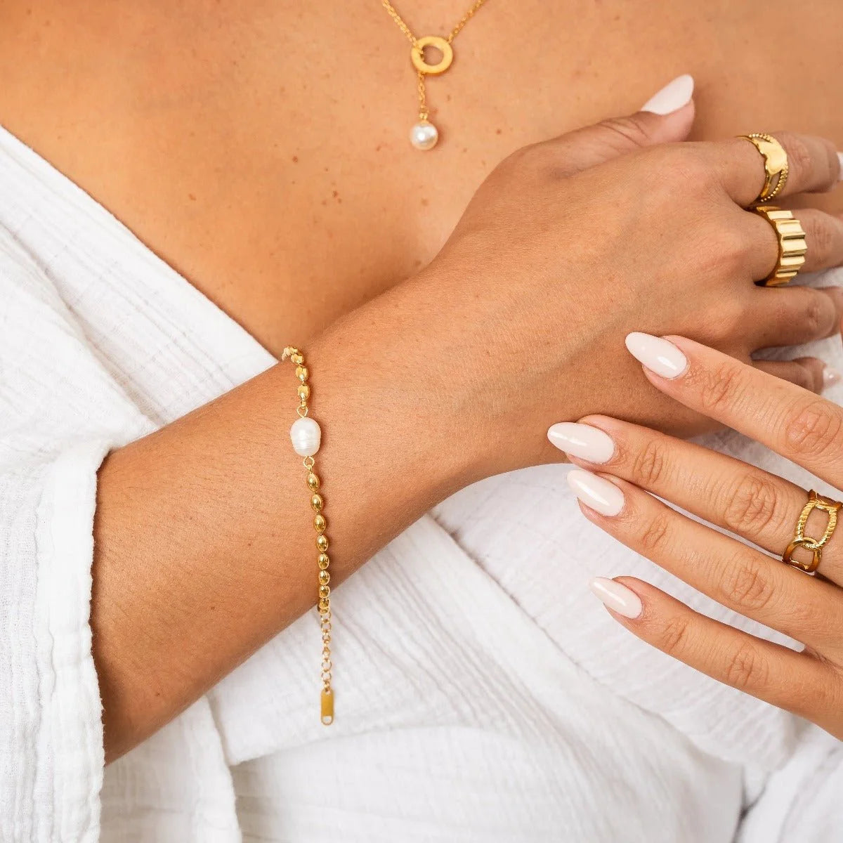 Pulseira Luxurious Persia Pérola Lenogue Ouro