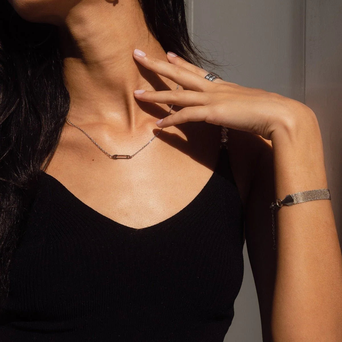 Pulseira Luxurious Trama Lisa Prata Lenogue 17cm