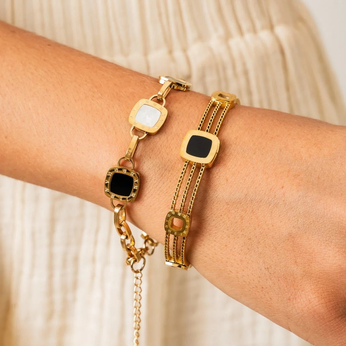 Pulseira Pure Mono Quadrada Lenogue Ouro