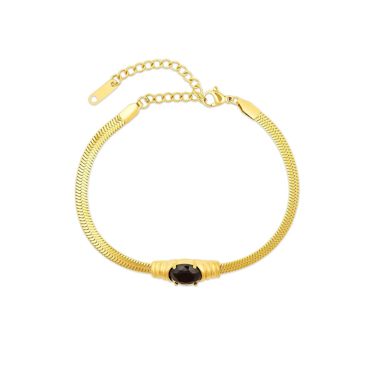 Pulseira Royal Malha Pedra ônix Lenogue Ouro