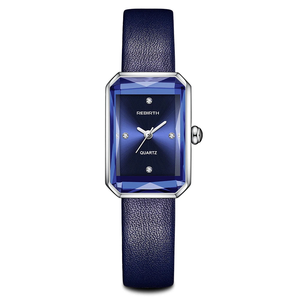 Relógio de Couro com Resistência à Água Luxe Lenogue Azul