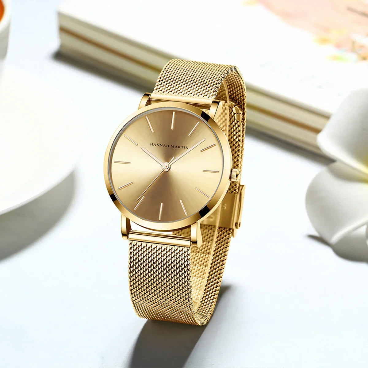 Relógio Luxurious Feminino Quartzo Malha de Aço Gold Lenogue Dourado / Inoxidável
