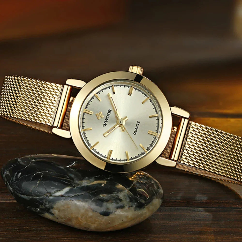 Relógio Royal Feminino Quartzo Aço Inoxidável à Prova D’água Lenogue