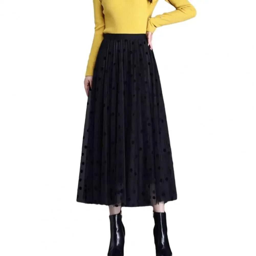 Saia Longa Plissada em Tule com Cintura Elástica Lenogue