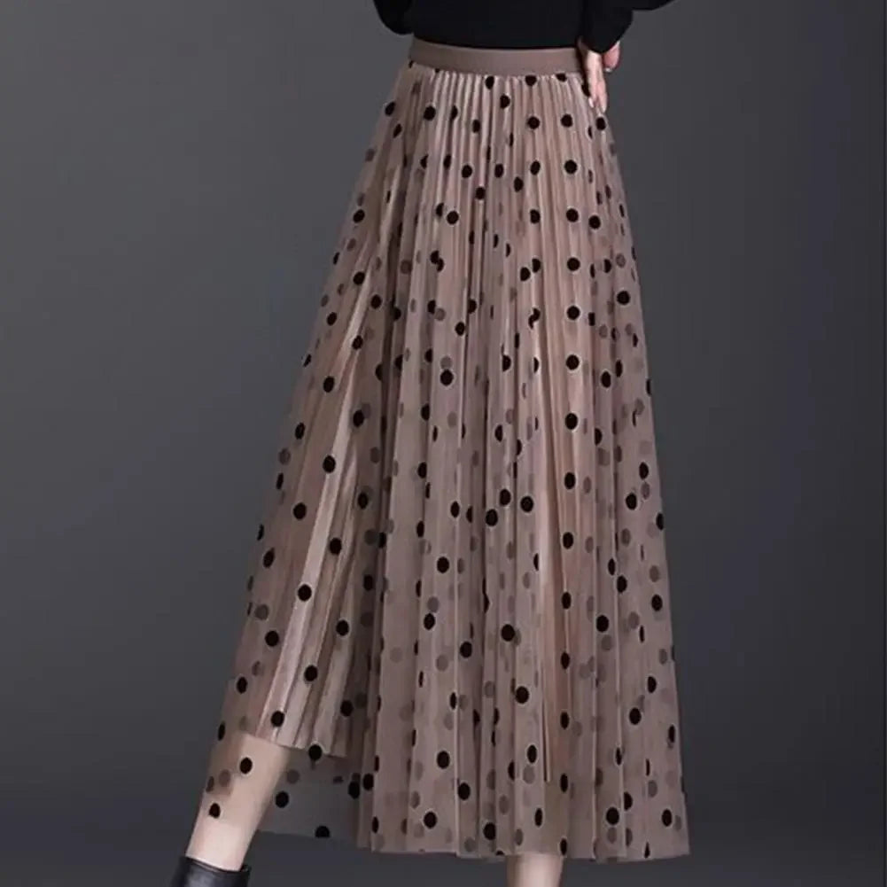 Saia Longa Plissada em Tule com Cintura Elástica Lenogue