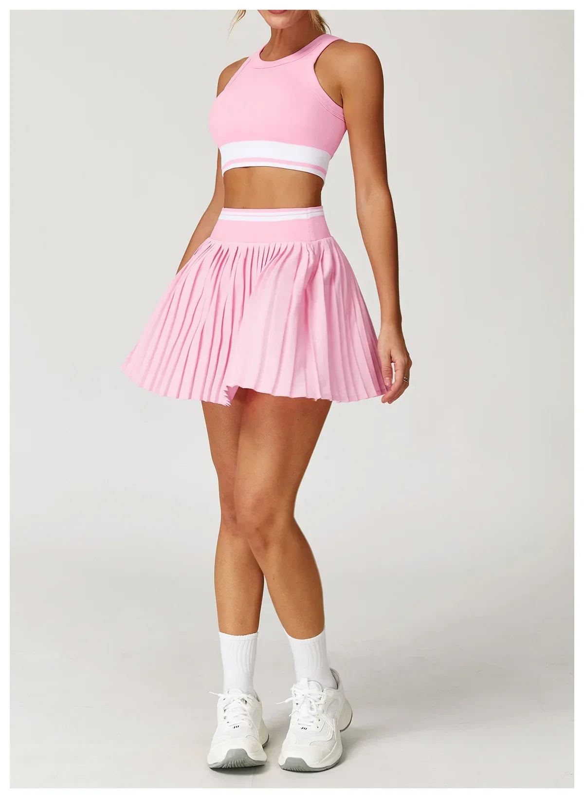 Saia Shorts de Nylon Plissada com Elastano e Cós Alto Lenogue