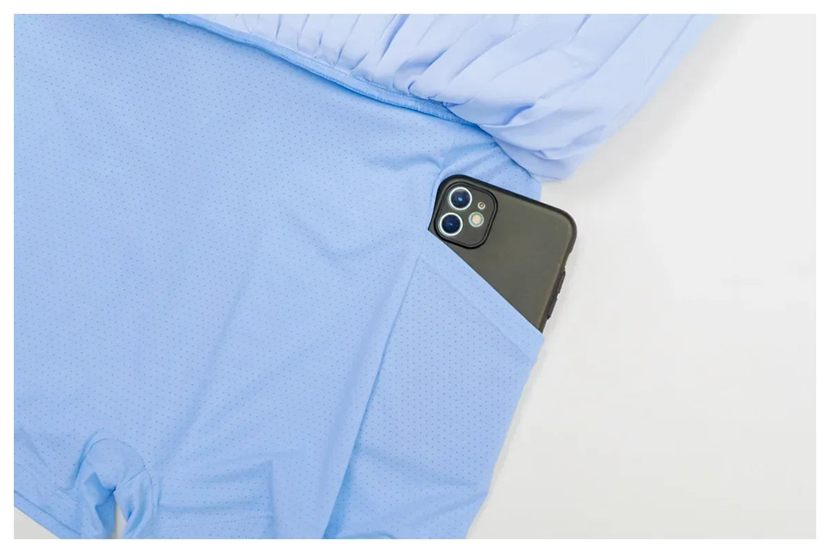 Saia Shorts de Nylon Plissada com Elastano e Cós Alto Lenogue