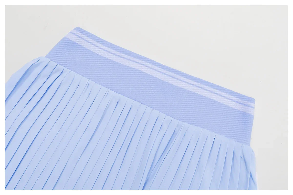 Saia Shorts de Nylon Plissada com Elastano e Cós Alto Lenogue