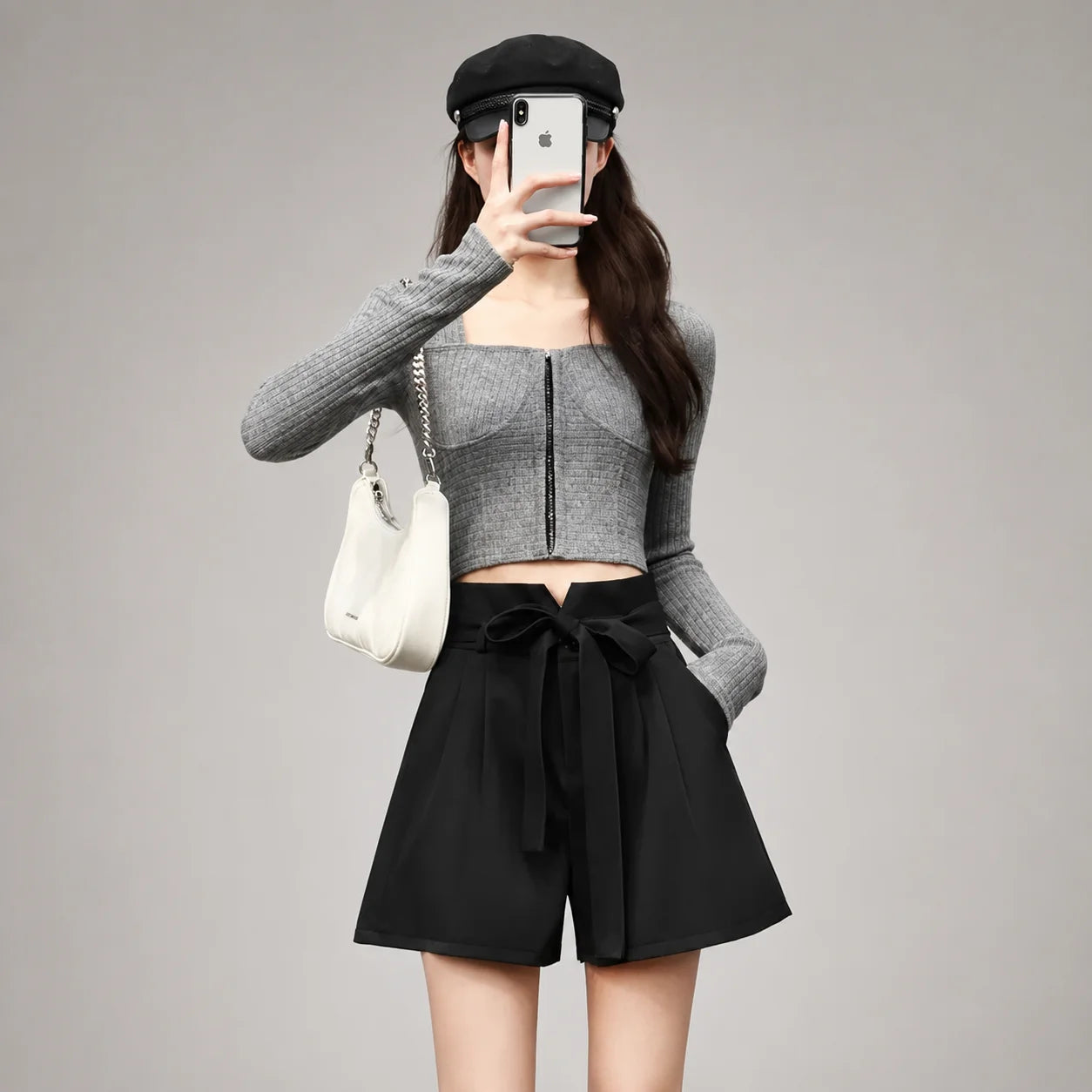 Shorts de Alfaiataria com Cintura Alta e Bolsos Chic Lenogue