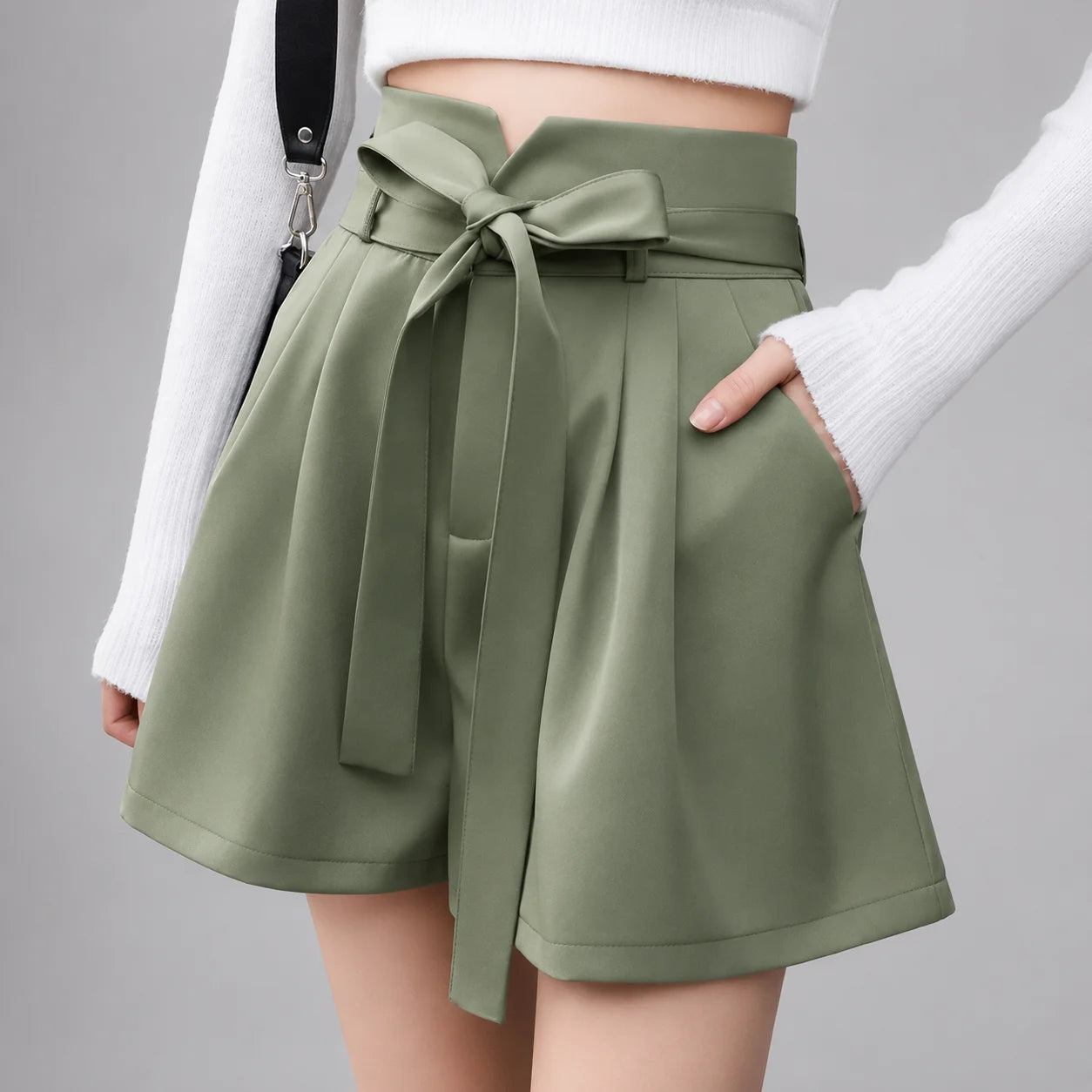 Shorts de Alfaiataria com Cintura Alta e Bolsos Chic Lenogue