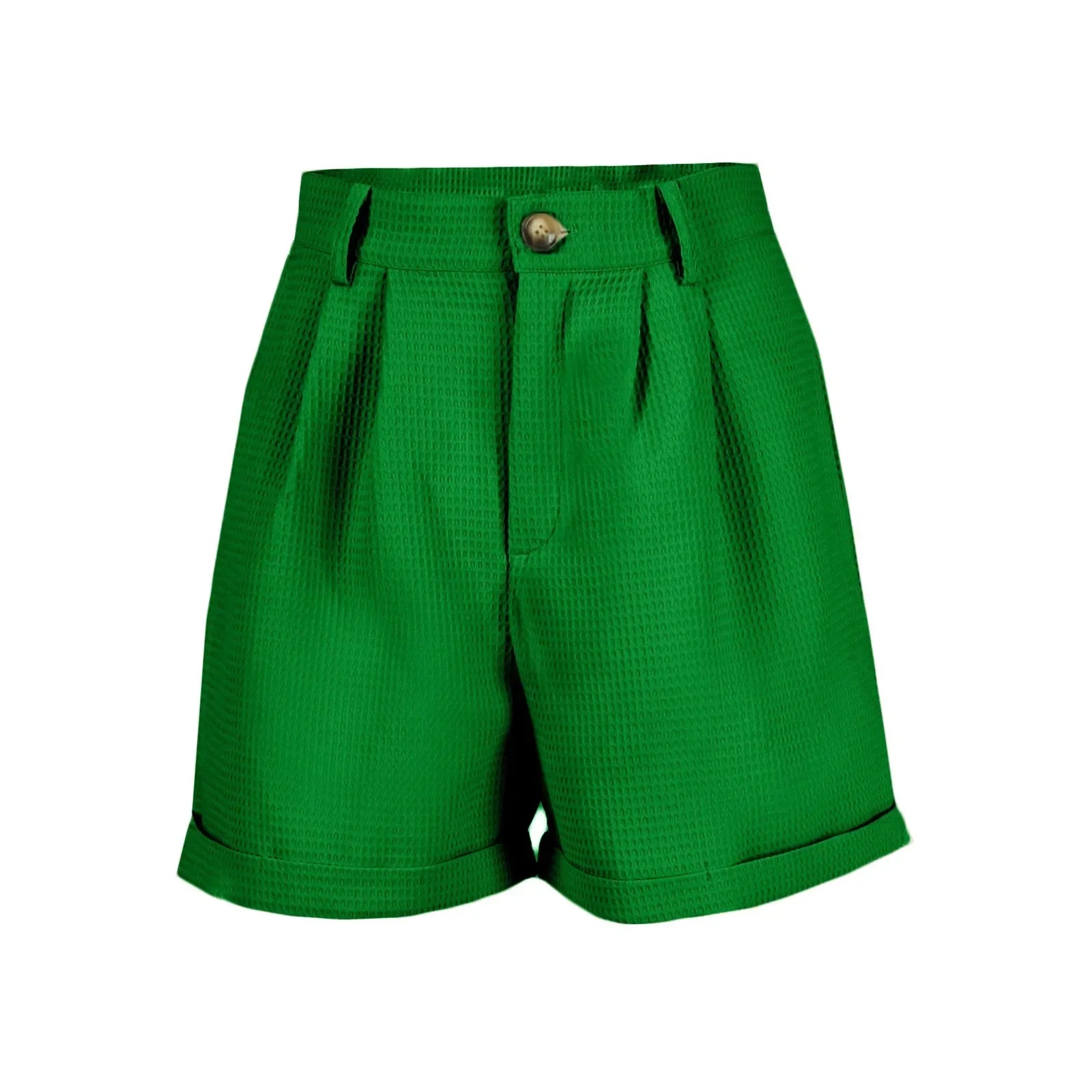 Shorts Xadrez com Bolsos e Cintura Média élégant Lenogue