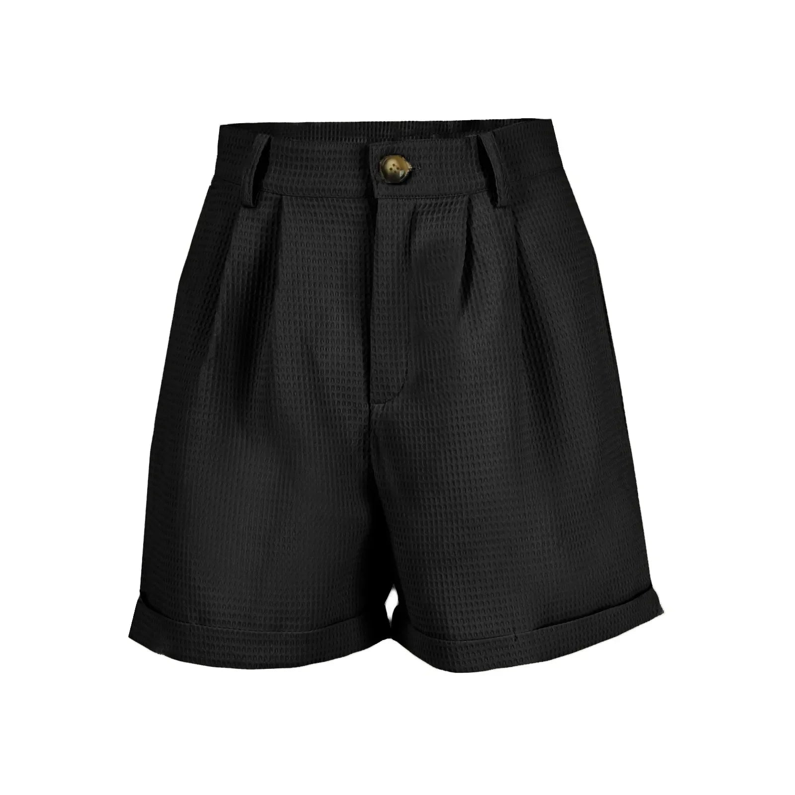 Shorts Xadrez com Bolsos e Cintura Média élégant Lenogue