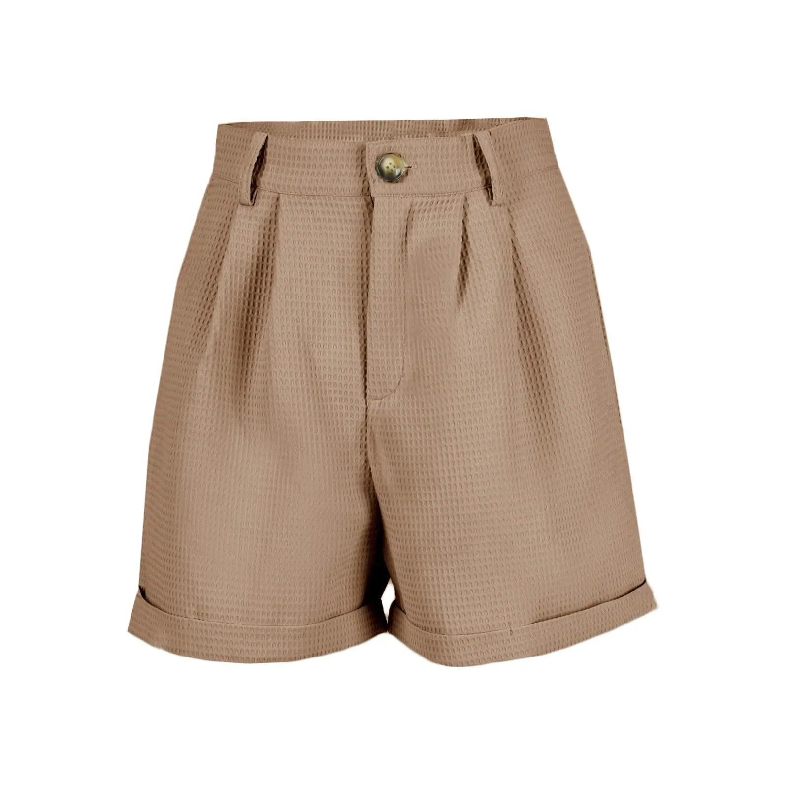 Shorts Xadrez com Bolsos e Cintura Média élégant Lenogue