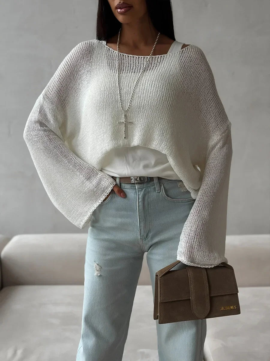 Suéter de Tricot Vazado Algodão e Acrílico Lenogue