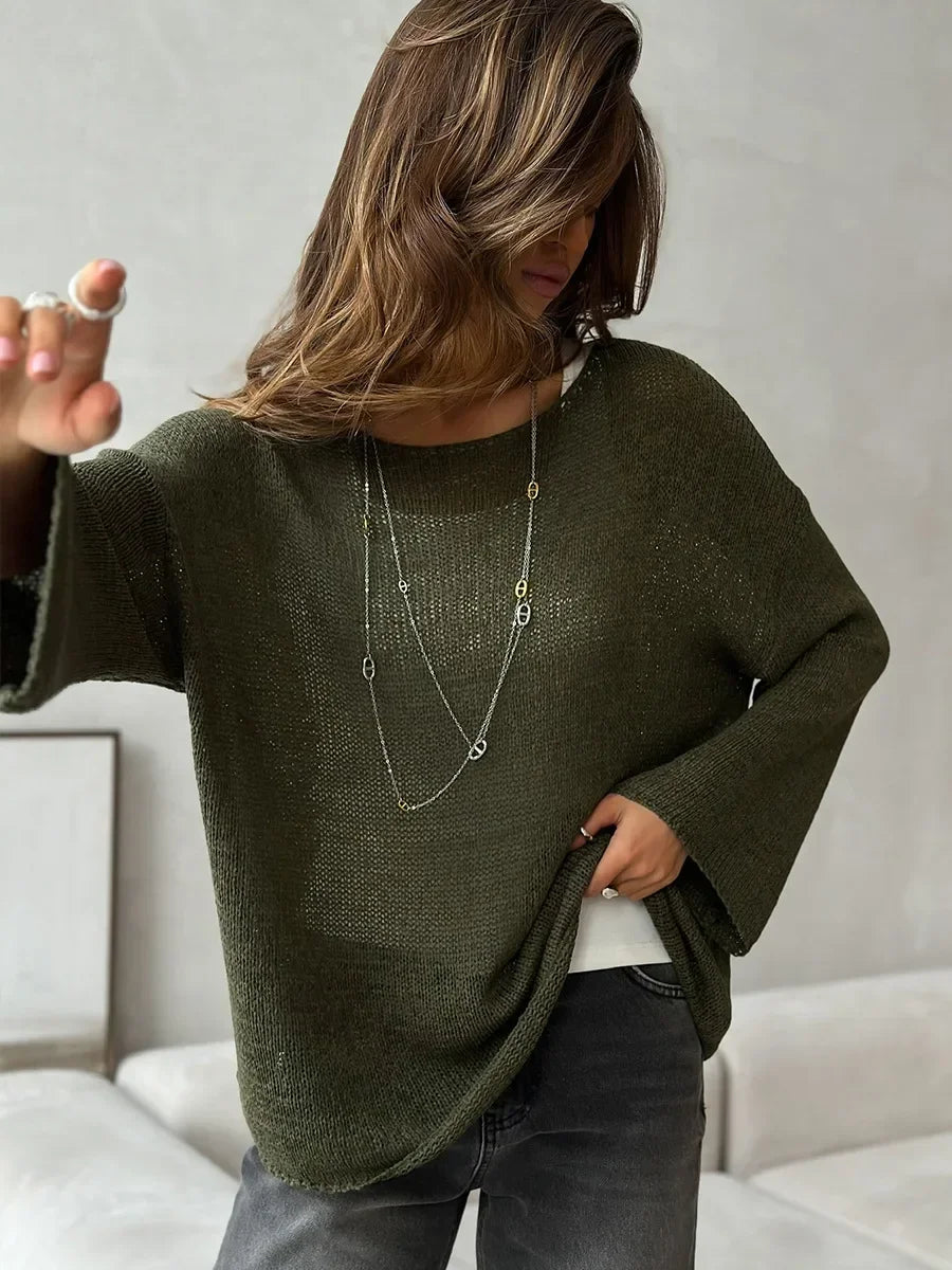 Suéter de Tricot Vazado Algodão e Acrílico Lenogue