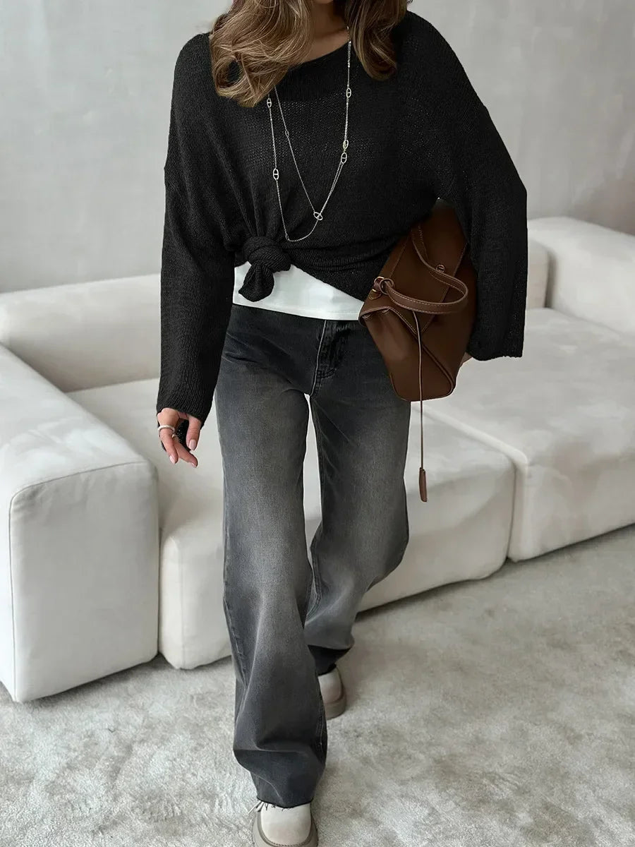 Suéter de Tricot Vazado Algodão e Acrílico Lenogue