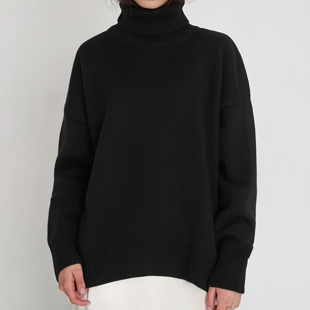 Suéter Tricot Gola Alta Peluciado Slim Manga Longa Lenogue Preto / m