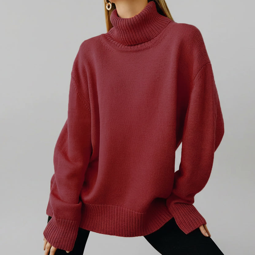 Suéter Tricot Gola Alta Peluciado Slim Manga Longa Lenogue Vermelho / m