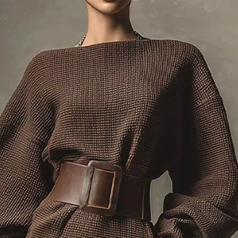 Vestido Curto com Manga Lanterna Café Mode Lenogue