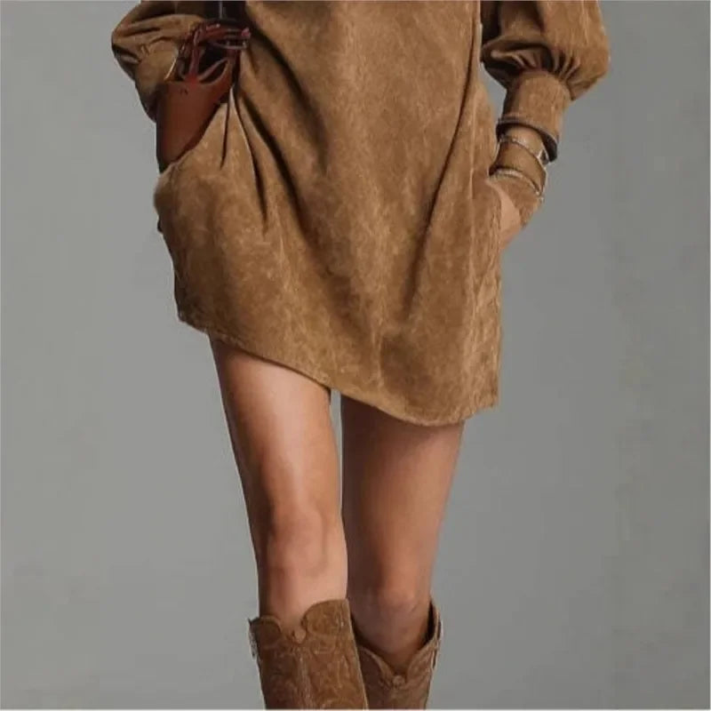 Vestido Curto Jersey Gola Alta Patchwork com Zíper Lenogue