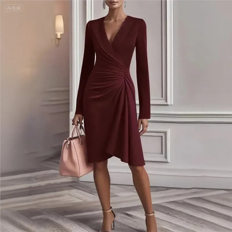 Vestido Curto Tubinho de Malha Plissado para Eventos Lenogue