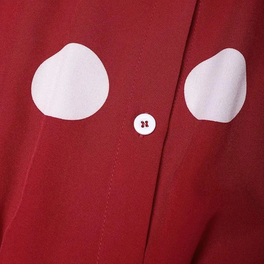 Vestido de Bolinhas e Gola de Lapela Luxe Lenogue