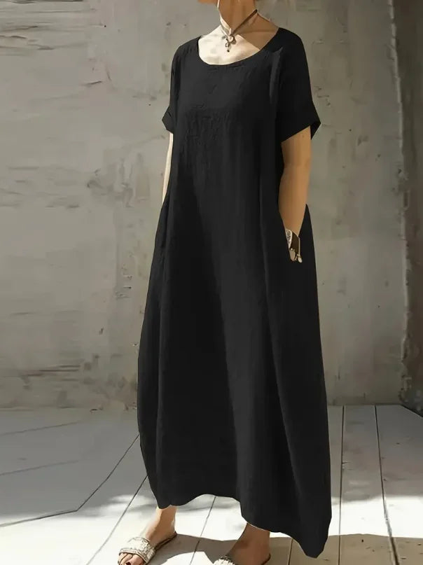 Vestido Longo Casual de Malha com Elastano Lenogue Preto / p