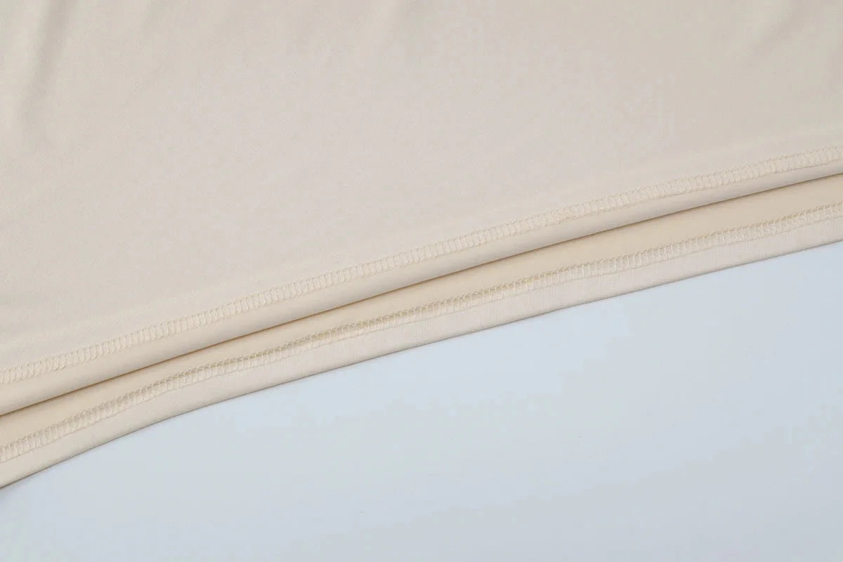 Vestido Longo Tubinho Gola Alta com Franzido Manga Longa Lenogue