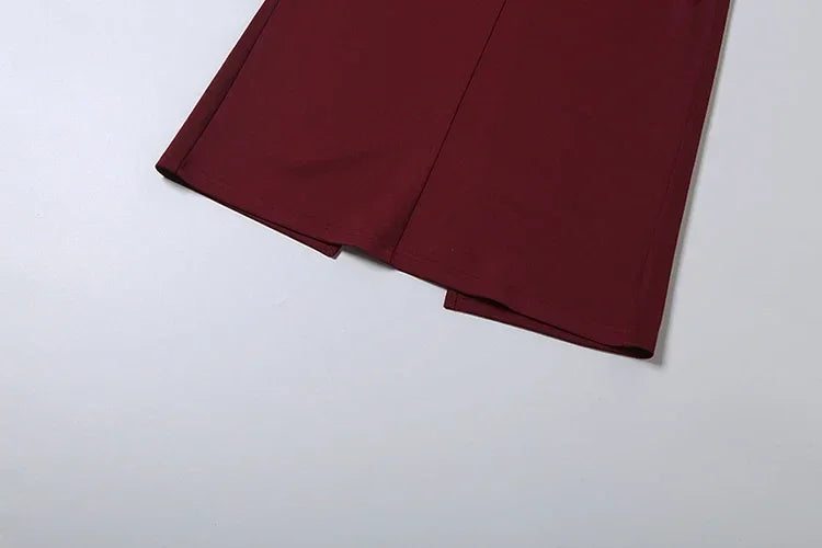 Vestido Longo Tubinho Gola Lapela Ombreiras com Zíper e Fenda Lenogue