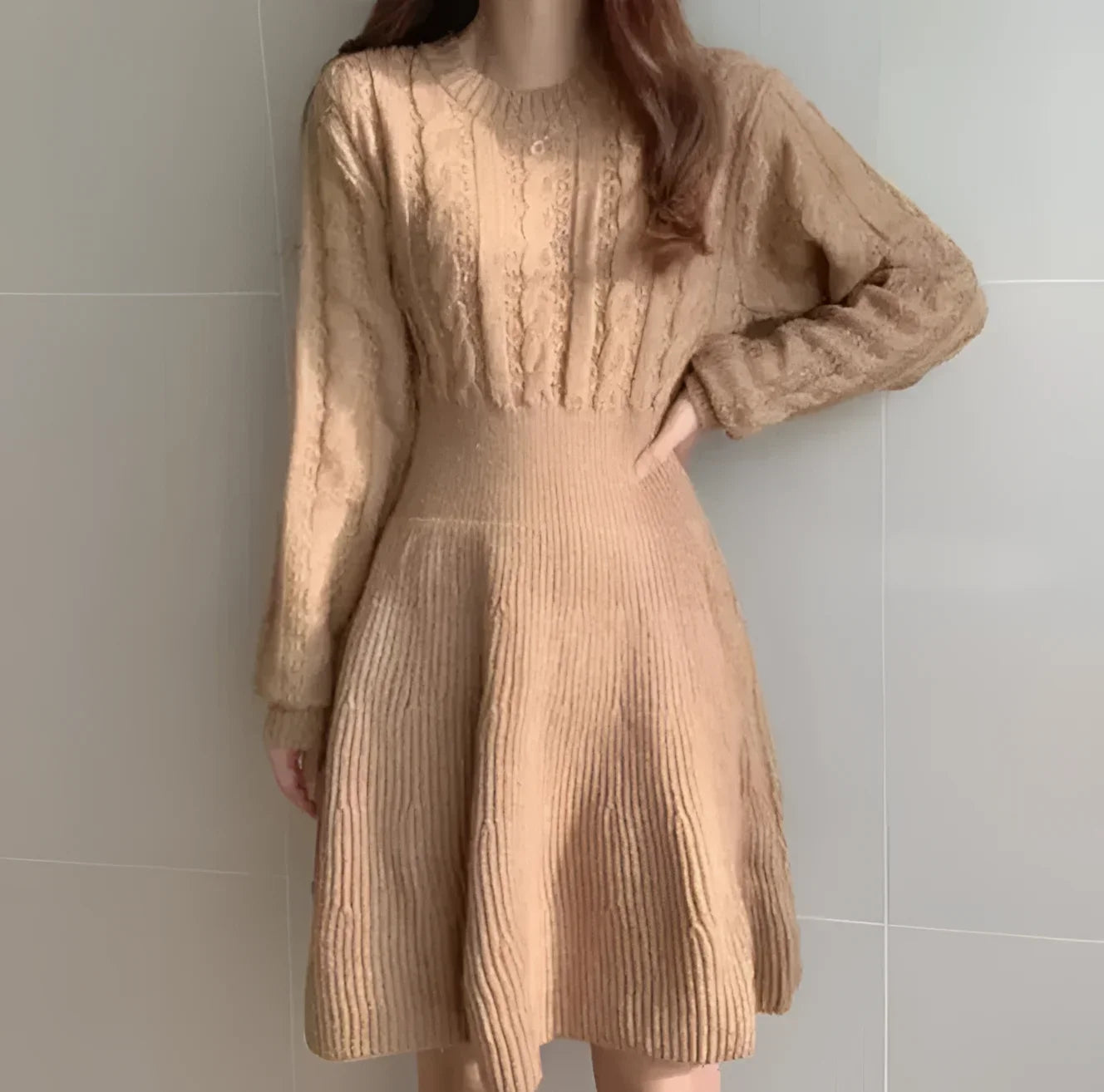 Vestido Midi em Tricot Off White para Estilo Casual Chic Lenogue