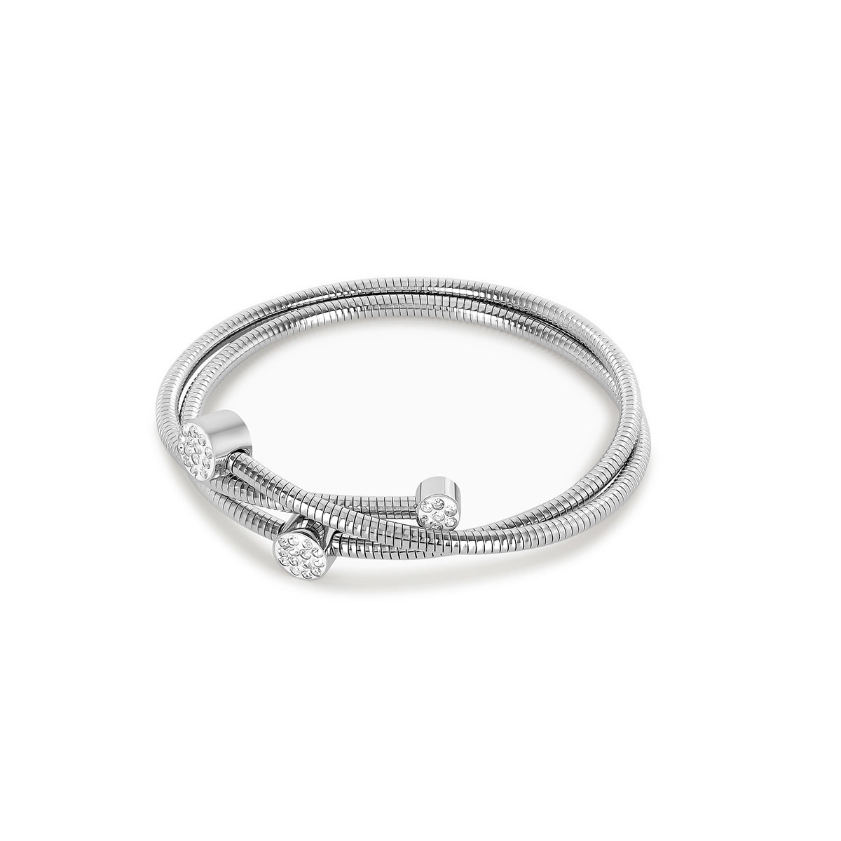 Bracelete Pure Espiral Cristais Prata Lenogue