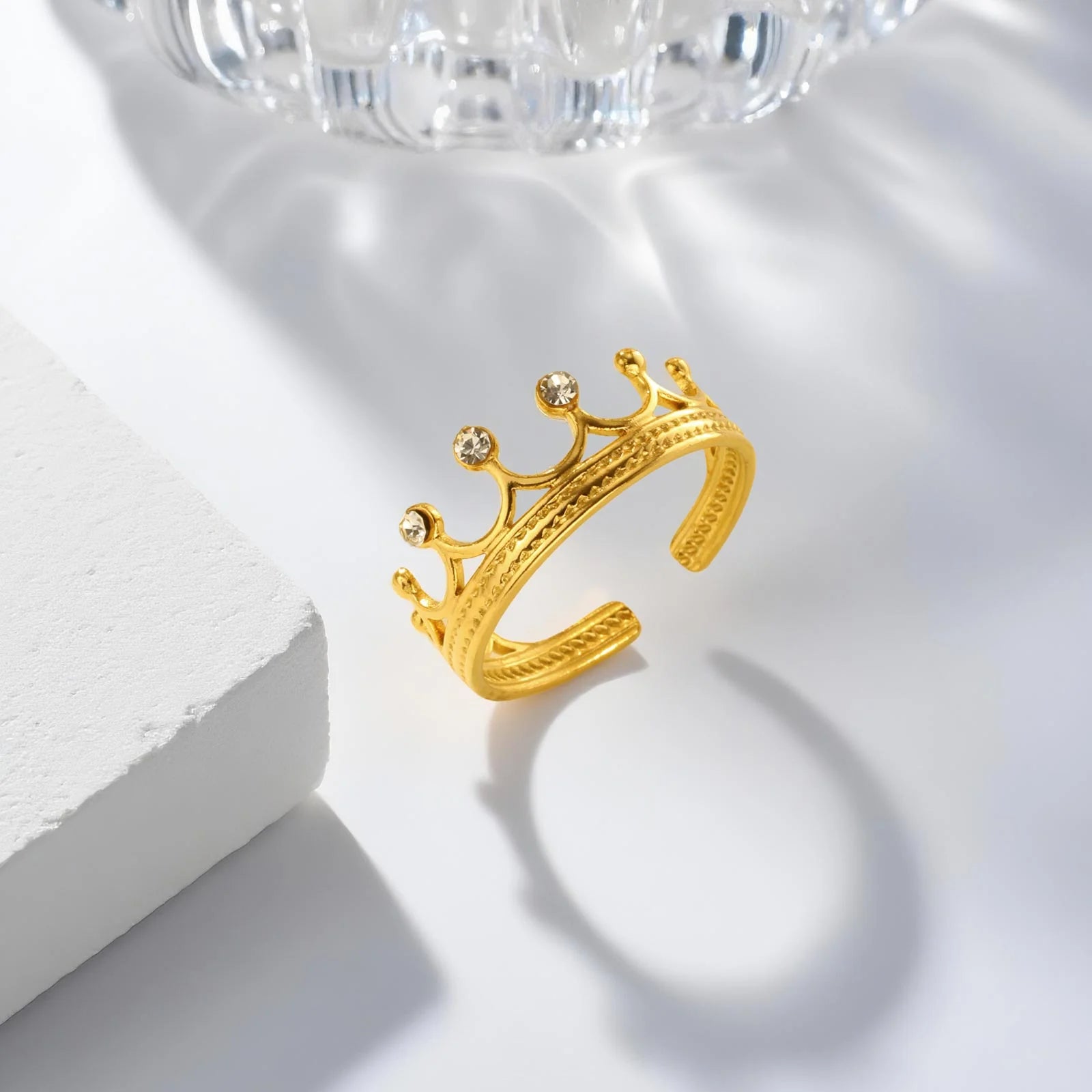 Anel Geométrico Crown Dourado Lenogue Ouro